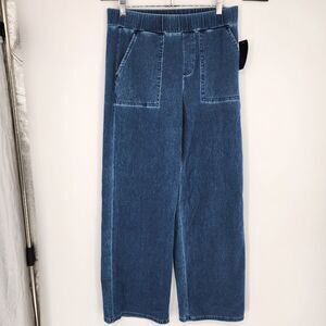 Denim & Co Women's‎ Small Blue Pull Up Pants Cotton Blend NWOT